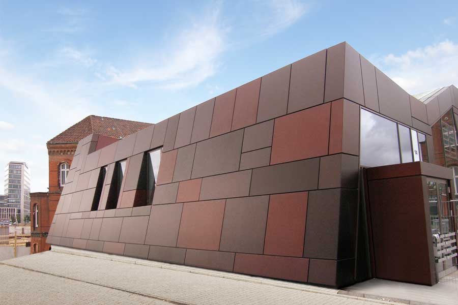 Infopavillon mit Sandalor Fassadenblechen